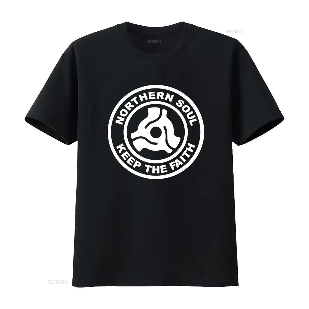 Northern Soul Halte den Glauben Retro Disco Musik T-Shirt für Herren Bequem Baumwolle Lockerer Schnitt vintage Gewaschen Weich Stilvoll