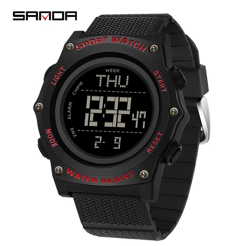 Sanda Unisex Sporty Waterproof Multifunction Electronic Watch for Teens and Students