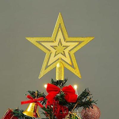 Goldener Frohe Weihnachten Stern für Baumspitze - Dekorationsartikel, Ornamente Requisiten, Geschenke für Frauen, Männer, Kinder, Mädchen