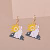Boucles d'oreilles esthétiques colorées Animal Chat Lapin Poisson Rouge Dragon Pour Femmes Filles Boucles d'oreilles créoles émaillées délicates couleur or Zircon Cadeau