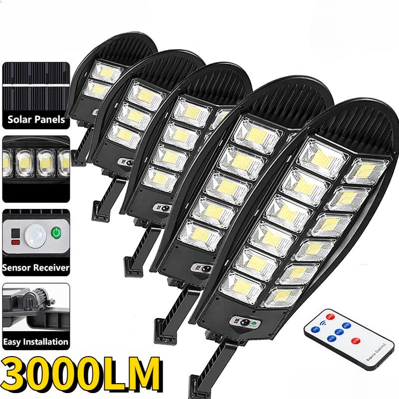 3000LM Upgraded LED Solar Street Light Outdoor Waterproof LED for Garden Wall Adjustable Angle Solar Lamp Built-in
