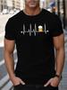 Unisexs Summer 100 Cotton Fashionable Casual Sports Loose Fashion ECG Beer Pattern Printed Round Neck Short Sleeve Tshirt Top