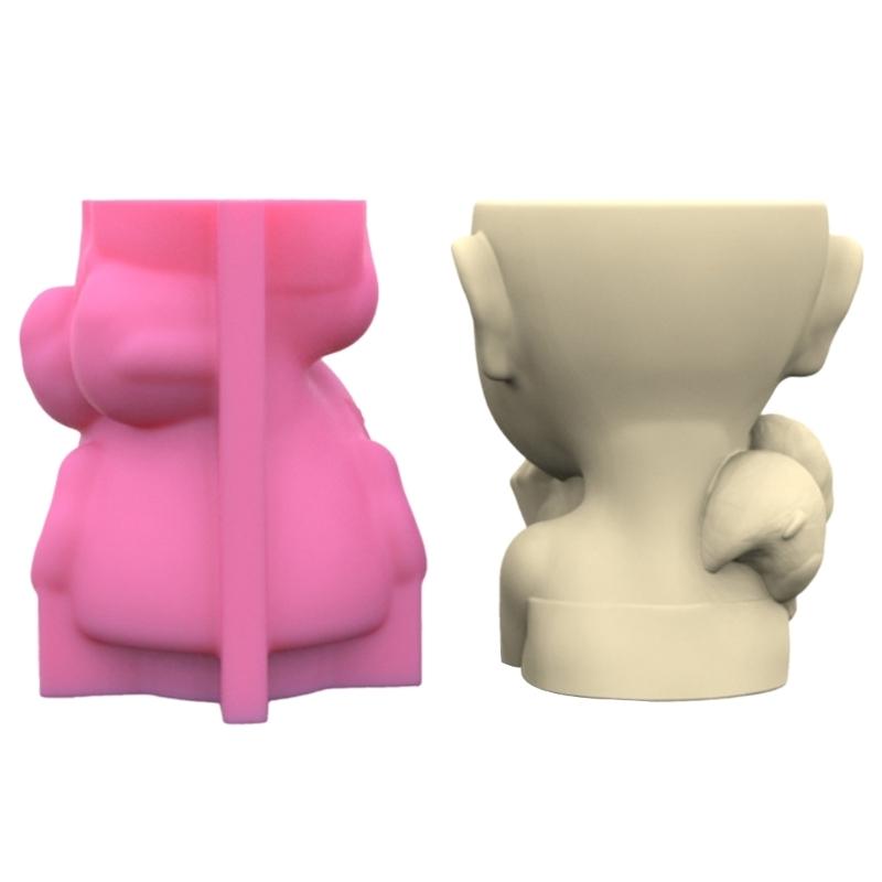 Portrait Gypsum Silicone Mold Diy Succulents Concrete Flower Pot Vase Plaster Cement Mold Clay Mold Candle Holder Mold