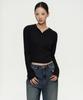 Women'S Ribbed Slim Hooded Long Sleeve T-Shirt [Black]
