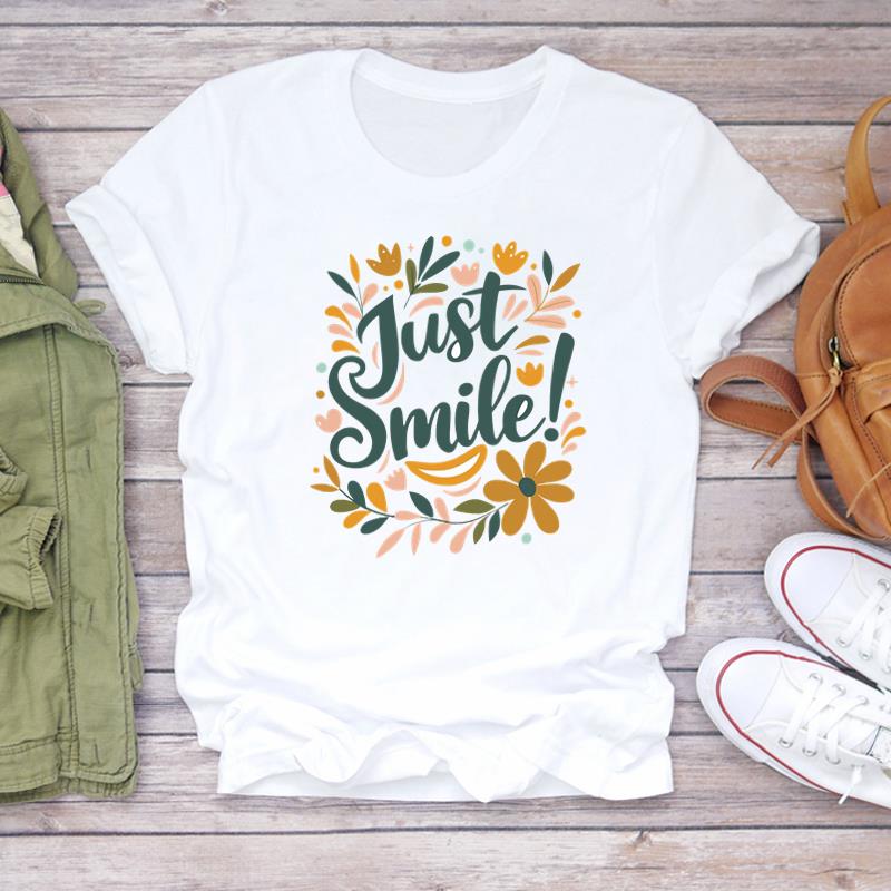 (Asian Size) Women Casual Letter Style Cute Short Sleeve T Shirt Fashion Tee Top Clothing Print Ladies Female Graphic T-shirts