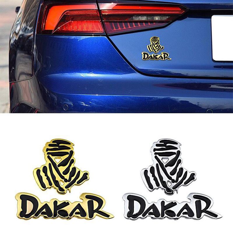 მანქანის 3D ლითონის სტიკერი Dakar-ის ლოგო Rally Off-road SUV-სთვის Jeep Dodge Ford Car უკანა საბარგულის ემბლემა ბეჯი მოტოციკლეტის სტიკერები