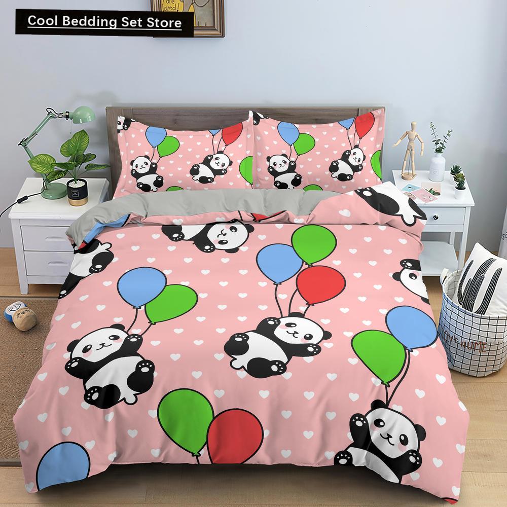Cartoon Panda 3D Bedding Set Printed Cute Animal Duvet Cover Sets Single Full Queen King Size Bed Clothes for Adult Kids Gifts