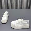 Chaussures blanches en cuir deux ports pour femmes printemps 2025 nouveau bout rond plateforme mode polyvalentes décontractées chaussures de sport
