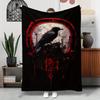 Gothic Raven Pattern Flannel Printed Blanket Suitable for All Seasons Suitable for Living Room Office Sofa and Travel