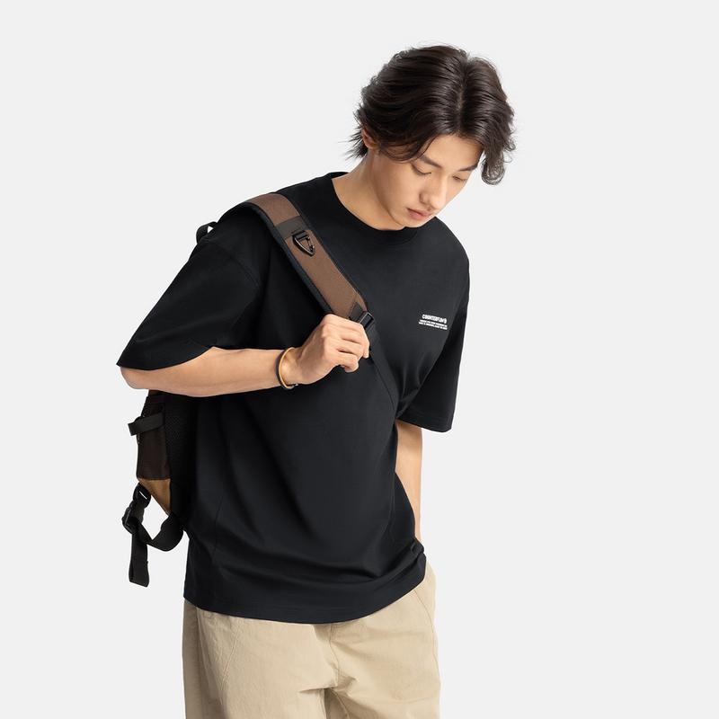 Li Ning Outdoor Series CF Water Resistant Solid Color Letter Round Neck Ice Feel Comfortable Antibacterial Short Sleeve T-Shirt Men T-Shirts ATSV189-1
