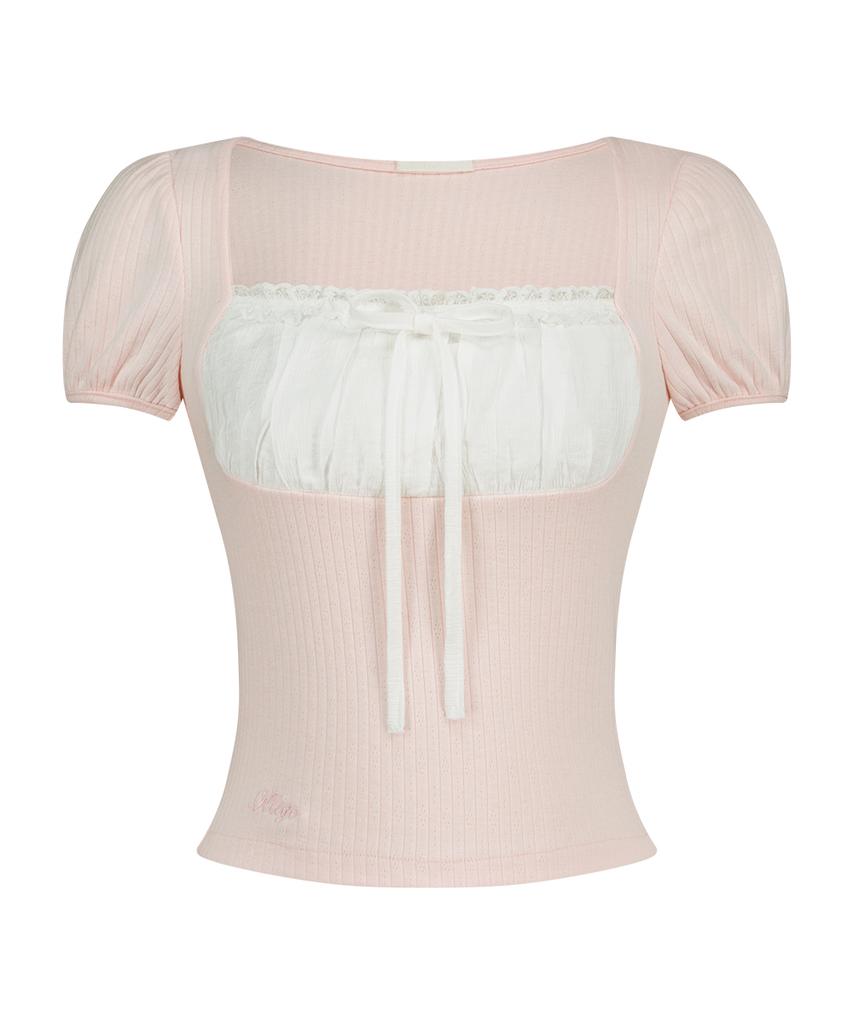 ILLIGO Rosie Lace Square Neck Tee Pink
