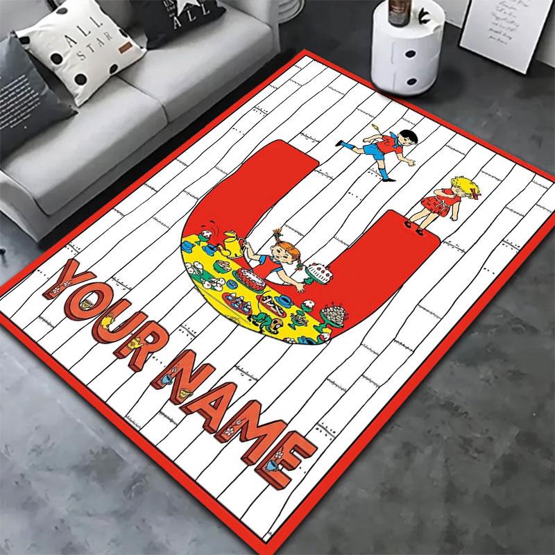 Pippi Longstocking Custom Name Carpet Rug for Living Room Bedroom Home Sofa Decoration,Kids play Non-slip Floor Mat
