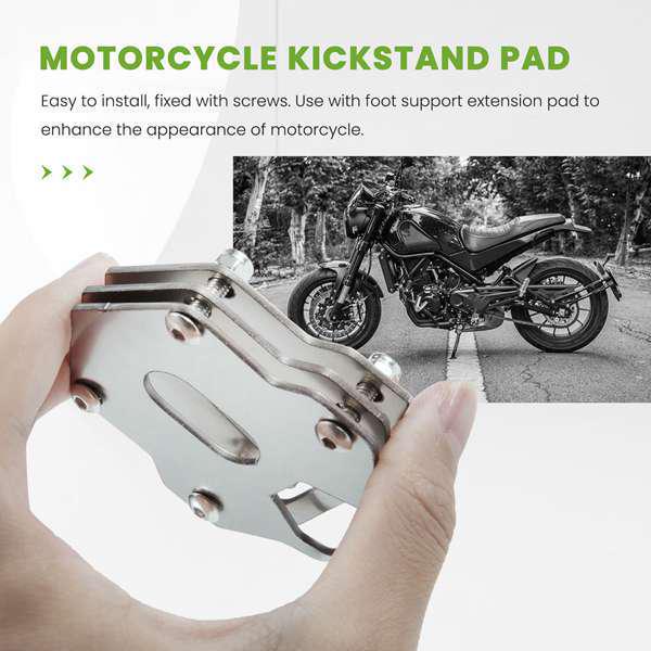 Silver Motorcycle Kickstand Pad Side Stand Base Enlarger Accessory