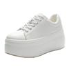 Fashion 8CM Autumn Genuine Leather Women Casual Shoes Super Thick Platform Wedge Women Sneakers Chunky Shoes New Summer White Skateboard