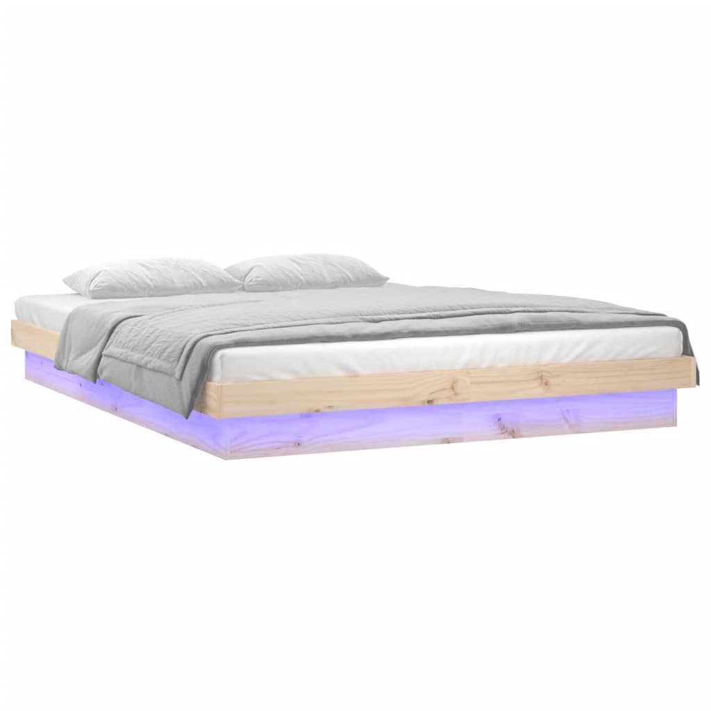Vidaxl Bed Frame With LED, 120X200 Cm, Solid Wood