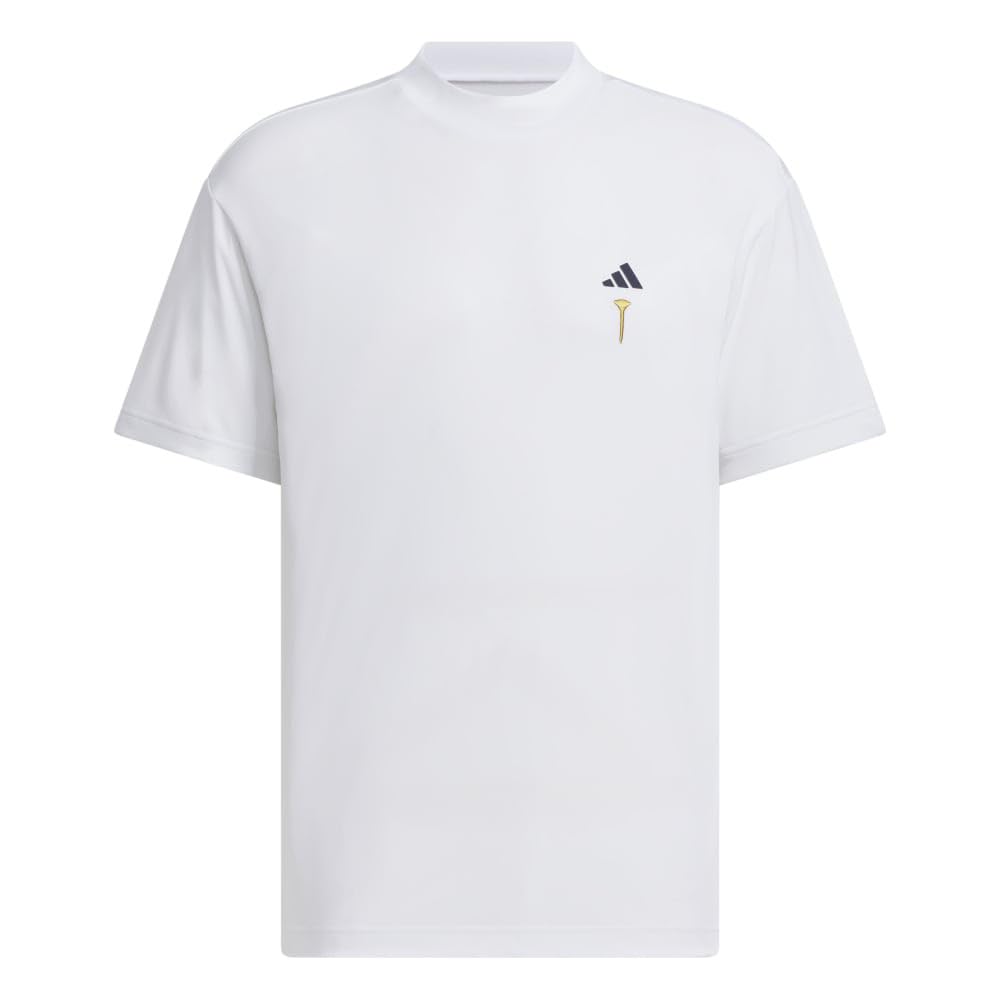 Golf HEAT Back Graphic Mock Neck Short Sleeve Shirt White [Adidas Golf] .RDY