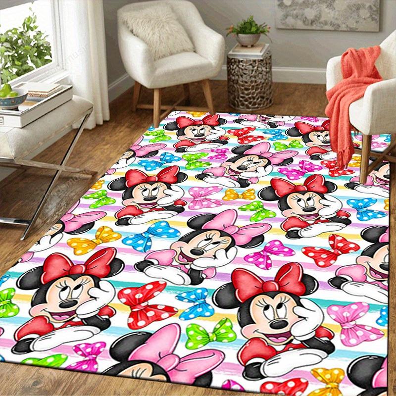 1pc Mickey and Minnie Area Rug, Non Slip Floor Mat, Cartoon Character Design, Soft Velvet, Room Decor, Washable