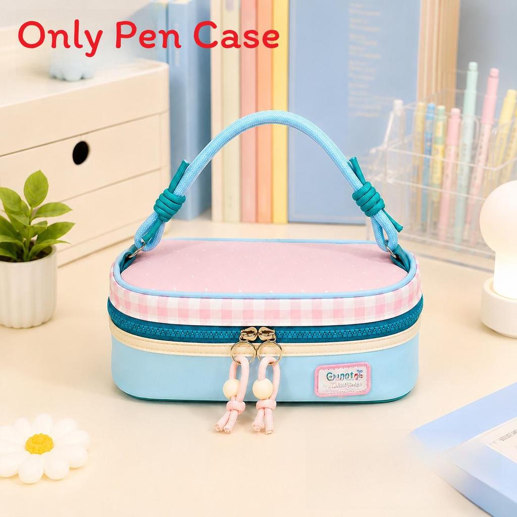 Cartoon Large Capacity Color Block Pen Case With Creative Design For Students And Office Use