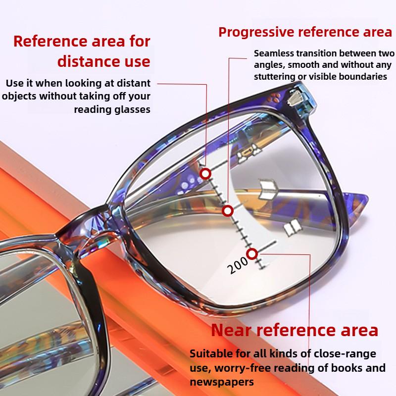 Fashion Print Anti Blue Light Multifocal Presbyopia Glasses HD Comfort Reading +1.0 To +4.0 Diopters