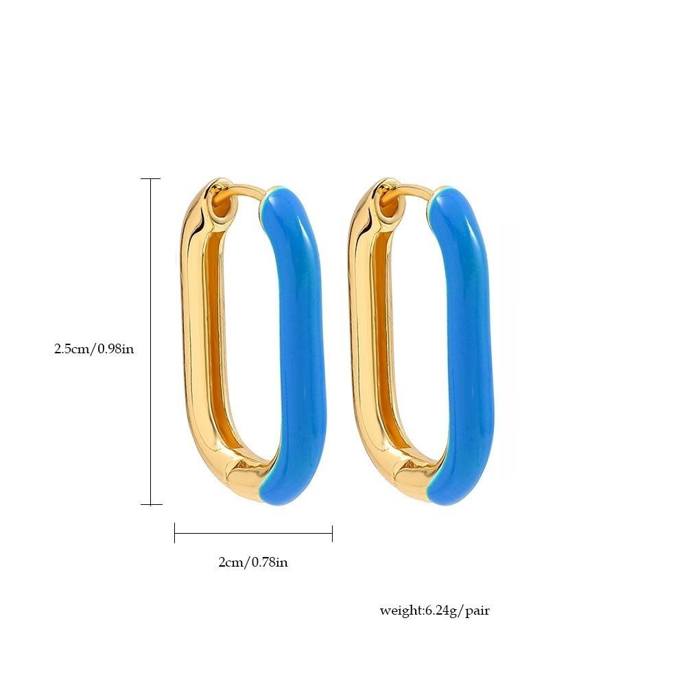 1 Pair Retro Geometric Hoop Earrings Minimalist Colorful Enamel Earrings Women Jewelry