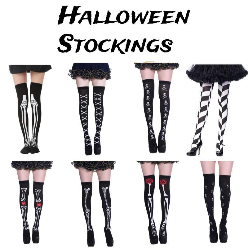 Hengzhou Halloween Skeleton Ghost Thigh-high Stockings Ultra-thin Breathable Sweat-absorbent