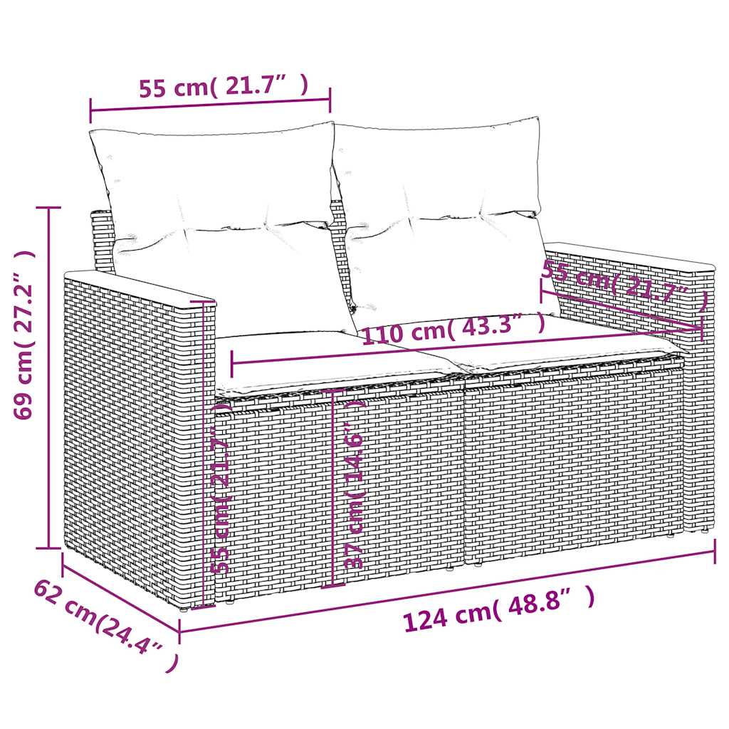 6 Piece Garden Sofa Set with Cushions Black Poly Rattan