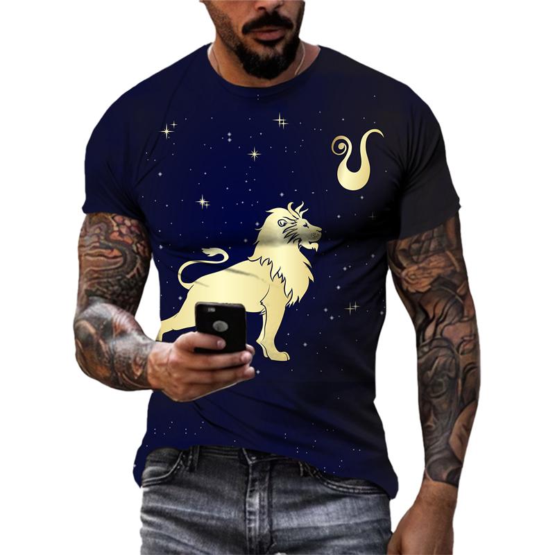 Sommer Männer Neue 12 Sternbilder Grafik T-Shirts Europa und Amerika Mode Persönlichkeit Street Style Gedruckt Kurzarm T-Shirts