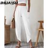 Fall Color Casual Leg Pants Loose Pocket Cotton and Linen Small Leg Pants for Women