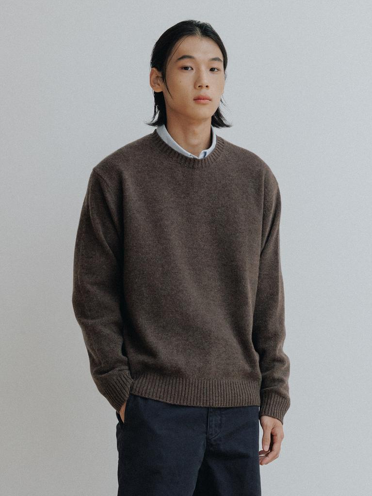 Deowedeoijeueosseom Cozy Wool Knit Sweater (Brown)