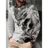 Heren 3D streep geprint T-shirt met lange mouwen, comfortabel, ademend en veelzijdig herentop