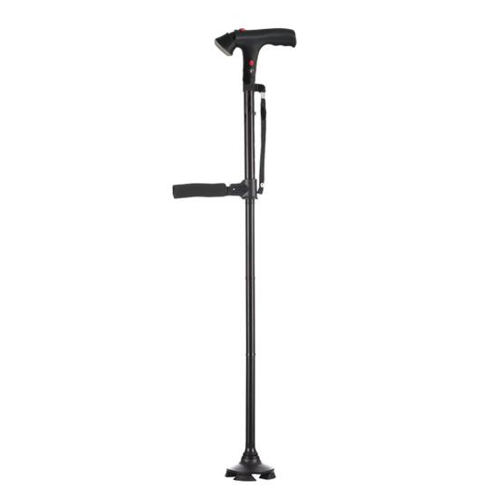 Aluminum Alloy Walking Cane with Light Alarm Height Adjustable Non-slip Lightweight Double Handle Foldable