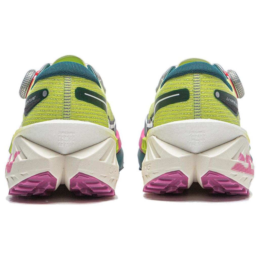 Li Ning Dilu Pro Cushioning Slip Resistant Abrasion Resistant Low Top Trail Running Shoes Women's Yellow Green ARNT002-4
