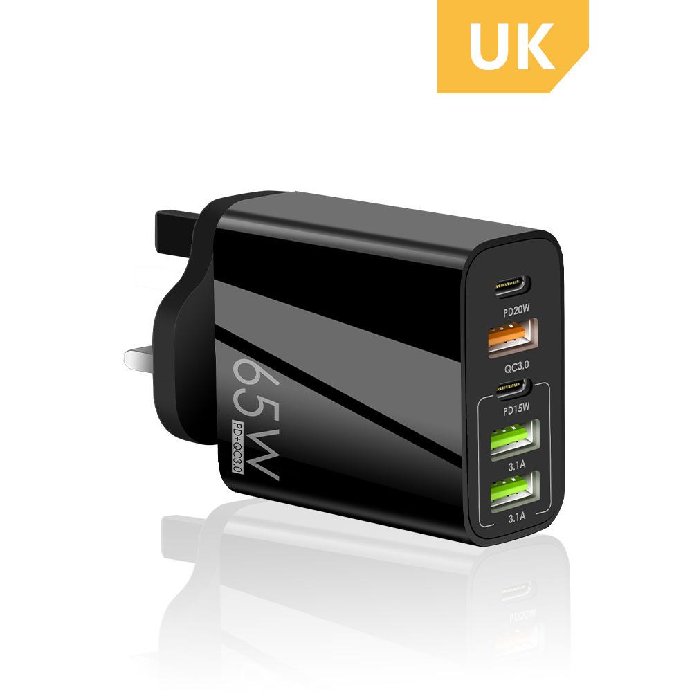 65W USB Fast Charger 4-Port Charger Adapter for iPhone 12 13 14 Pro Max Xiaomi Samsung  Realme EU/US/UK Plug Fast Adapter