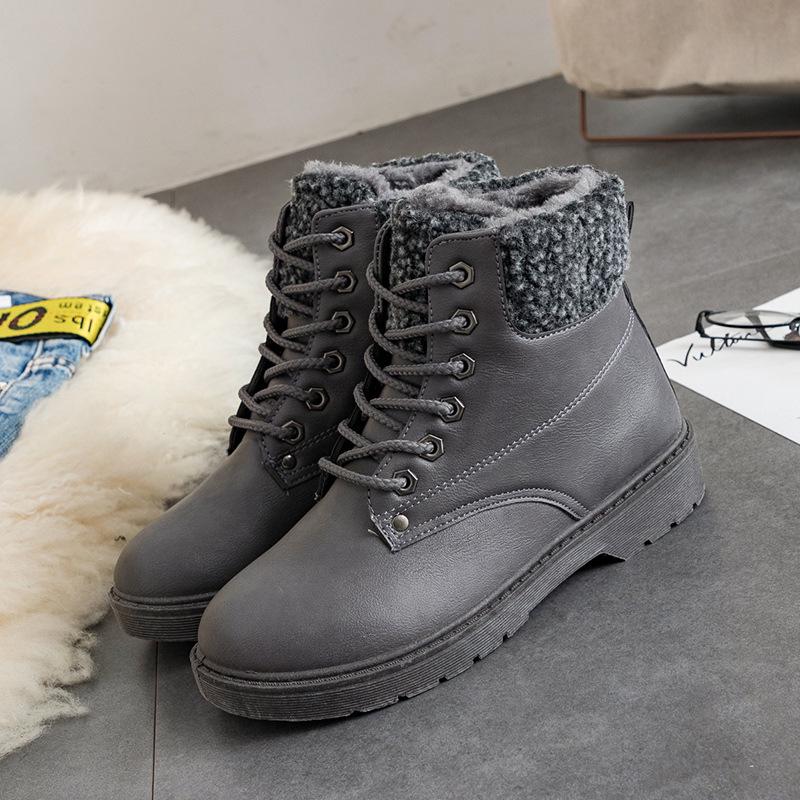 New Autumn and Winter Women's Plus Size Plus Velvet Martin Boots Anti-slip Thick Warm Snow Boots Ankle Boots