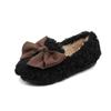 Winterschoenen voor meisjes Met katoen gevoerd Warm katoenen bont Pluizige kinderflats Kinderloafers Instapper Prinses Zoet Anti-gladde vlinderdas
