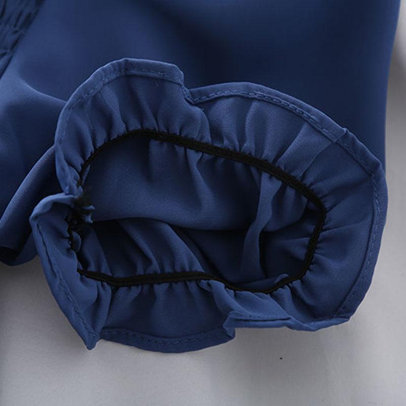 Kort chiffonskjorte med firkantet hals, puffermdesign Kortermet tynn skjorte for kvinner Damebluser Enkel uformell stil