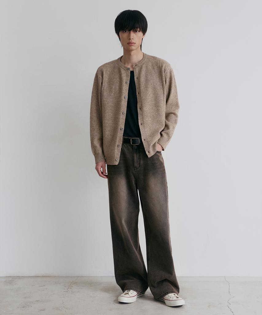 Nodu Single Line Round Cardigan [Beige]