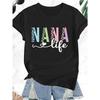 Europeisk Storlek Dam Nana Livet Grafisk T-shirt Rolig Mormor & Mamma Present med Färgglatt Leopardmönster Textning, Mjuk Andningsbar Kortärmad Rund Halsringning
