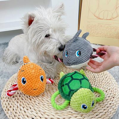 Bite Resistant Dog Squeak Toy Squeaking Dog Shark Toys Chewing Turtle Fish Pet Puppy Chew Toy Plush Dog Accessories