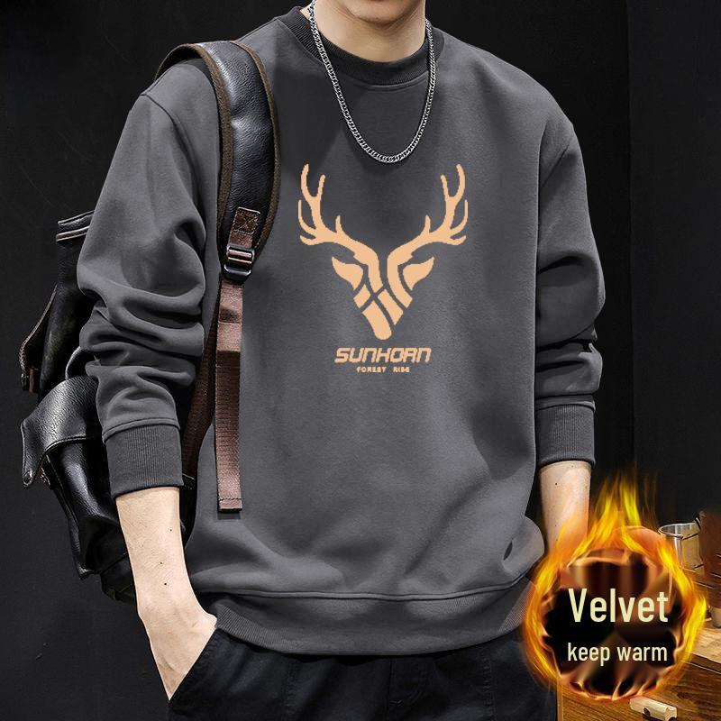 Herren Trendy Kapuzenpullover mit Rundhalsausschnitt - Mit Samt gefüttert, Herbst/Winter Stil, Amerikanische Marke, Perfekt für Paare und Trendsetter.