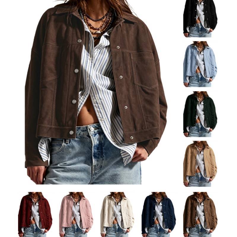 Classic Womens Fall Jacket With Polyester Fabric And Solid Color Style For Office Wear