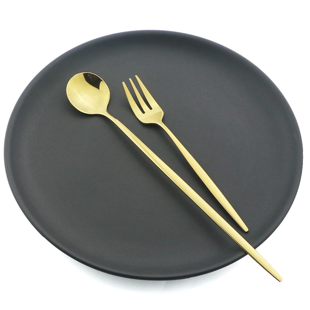 6Pcs Coffee Stirring Spoon Cutlery Set Juice Colorful Tea Spoons Dinnerware Ice Cream Long Handle Scoop Tableware Kitchen Tools