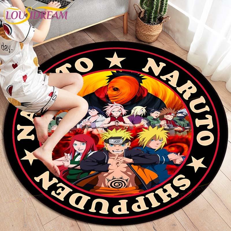 Anime Naruto Runde Teppiche für Wohnzimmerteppiche, weicher Flanell-Bodenteppich, Schlafzimmerteppichmatte für Kinder, Küchenteppich