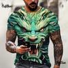 Herren Sommer 3D Druck Totenkopf personalisiert cooles Druckmuster Punk Rock Retro Herren Trendiges Cooles Kurzarm T-Shirt