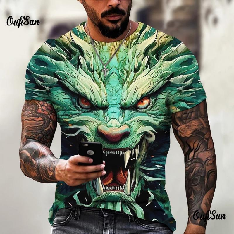 Herren Sommer 3D Druck Totenkopf personalisiert cooles Druckmuster Punk Rock Retro Herren Trendiges Cooles Kurzarm T-Shirt