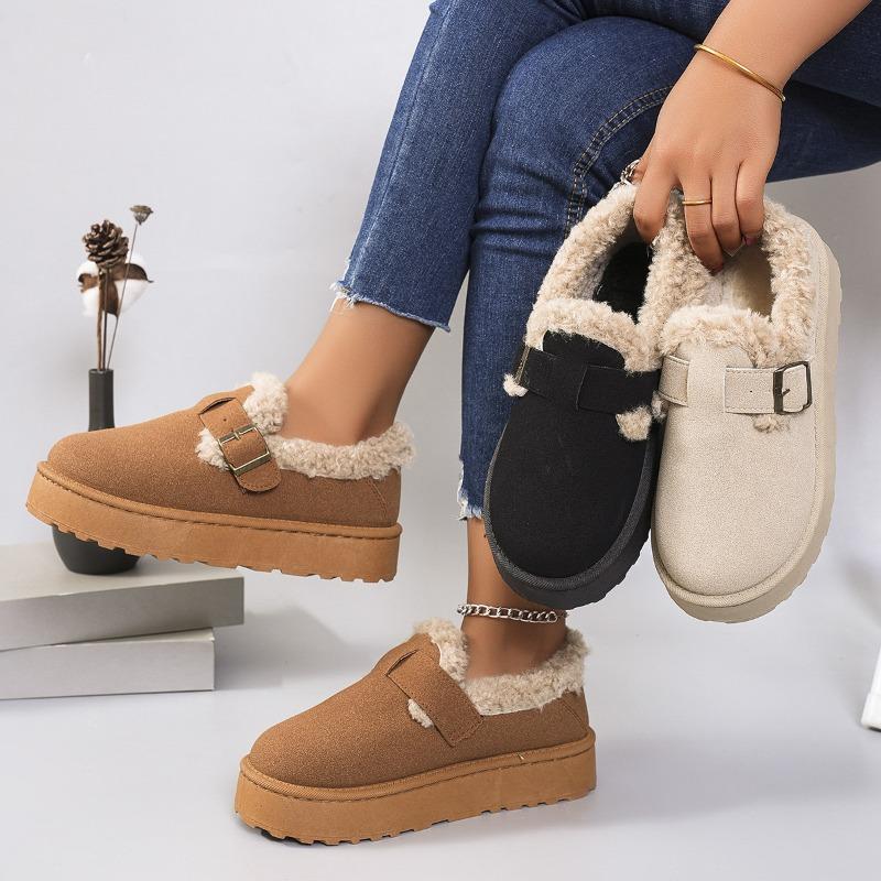 Damesko med bredde, slip-on Birkenstocks, vintertresko med rund tå, utendørs varme tøfler engros