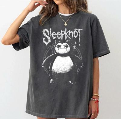 Sleepknot Funny Snorlax Parody T-Shirt Vintage Rock Band Graphic Tee