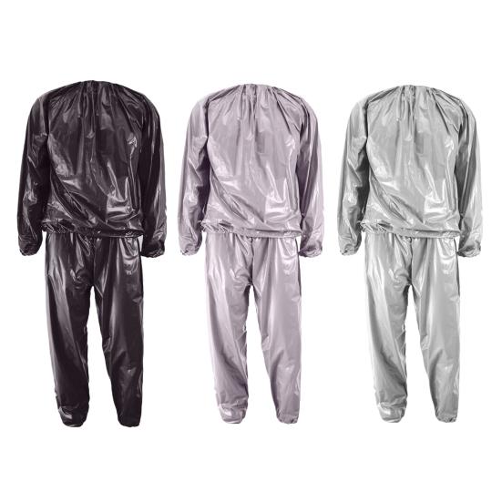 Yousheng 2 Pcs/Set Sauna Top Pants Suit Waterproof Windproof Sweat Tracksuit for Weight Loss Elastic Openings Fat Burning Sports Fitness Sauna Wear
