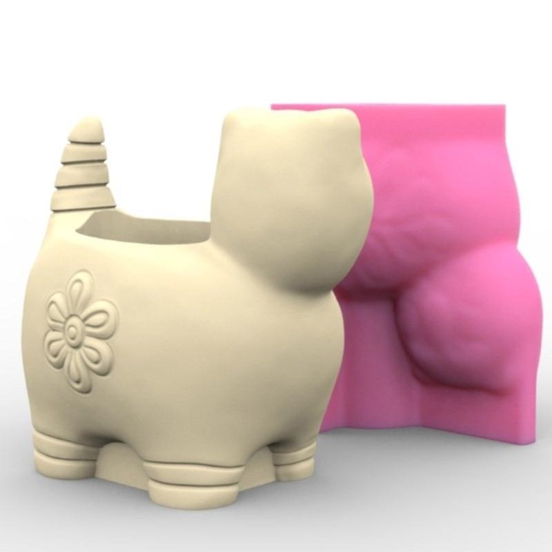 Cat Shaped Concrete Moulds Vase Mold Silicone Material Suitable for Any Occasion