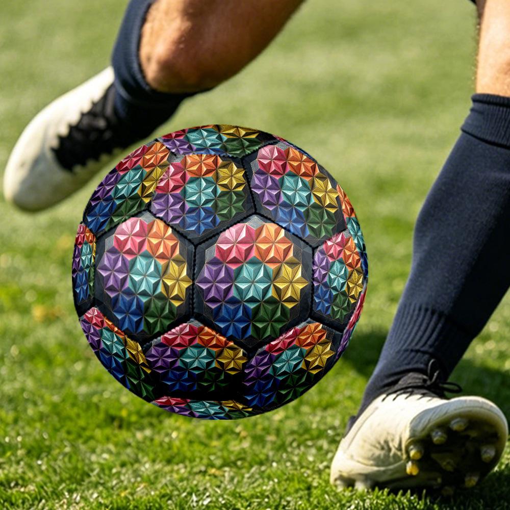 1pc Colorful Geometry Themed Soccer Ball, Size 5, Lightweight PVC Material, Outdoor Training Soccer Ball Gift. q62270
